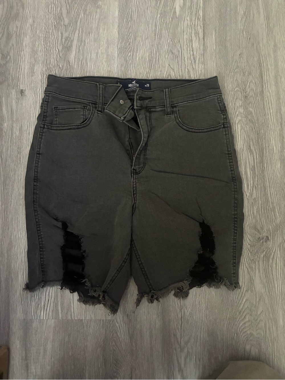 Hollister Black Distressed Jean Shorts